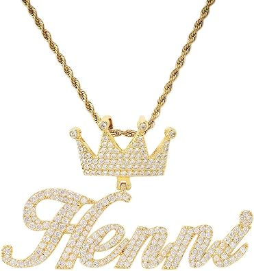 Lulu Mel Iced Out Personalized Cursive Name Necklace For Trendy Women, Custom Handmade Nameplate Pendant With Cuban Link Chain, White Gold Plated Hip Hop CZ Diamond Jewelry Gifts
