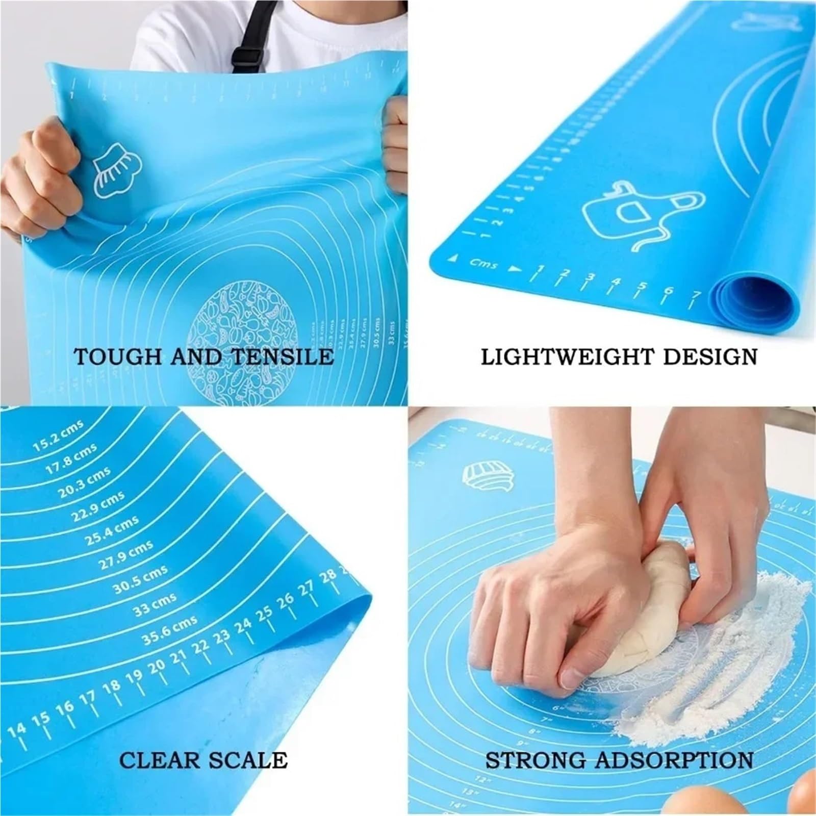 Tapete De Silicona Para Hornear Tapete de silicona for hornear, ideal for masa pan y pizza. Antiadherente. Soporte for repostería. Accesorios cocina. Utensilios Molde for(BLUE,50x70cm)