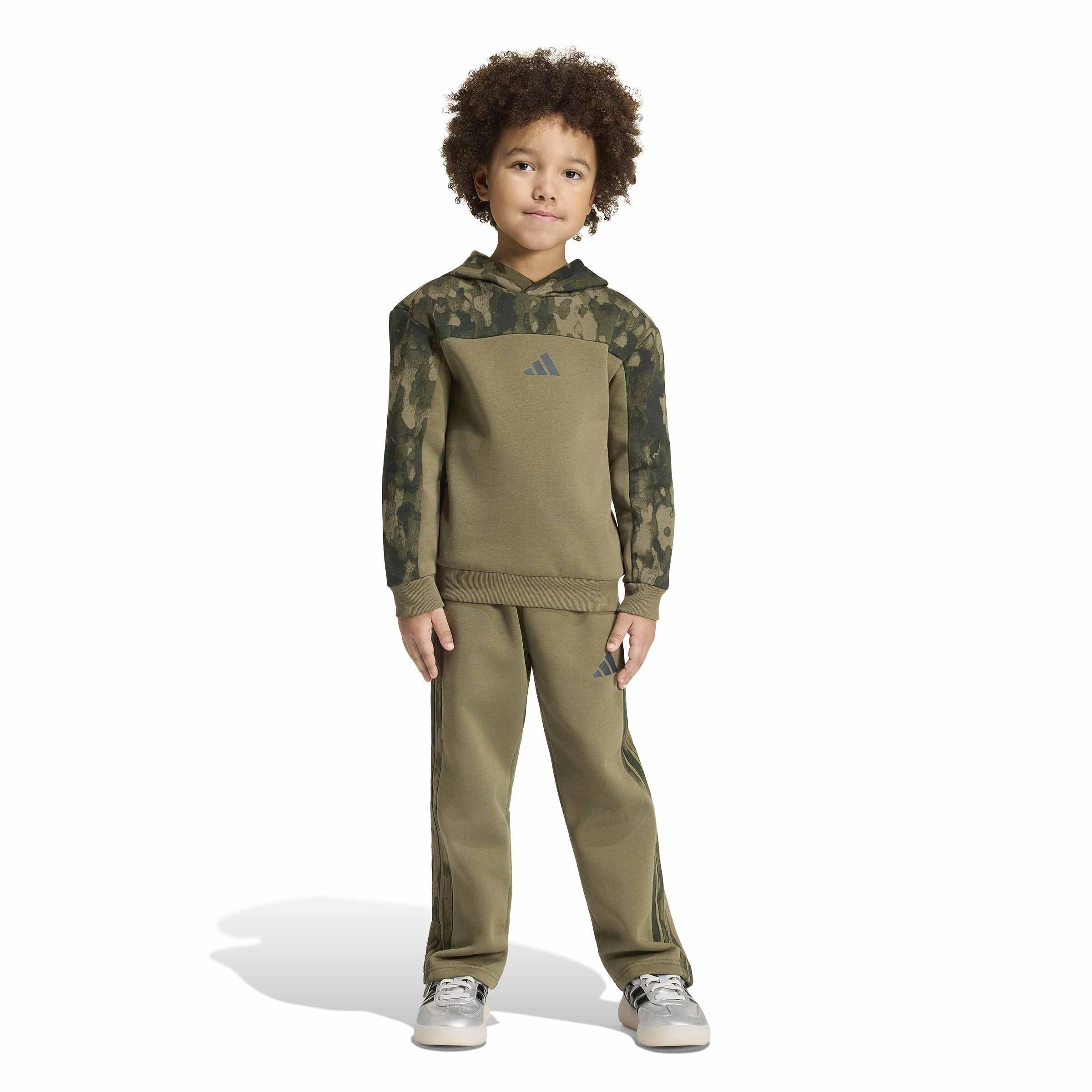adidas Unisex Kinder Seasonal Essentials Hooded Fleece Jogger Set Little Kids Trainingsanzug (1er Pack)