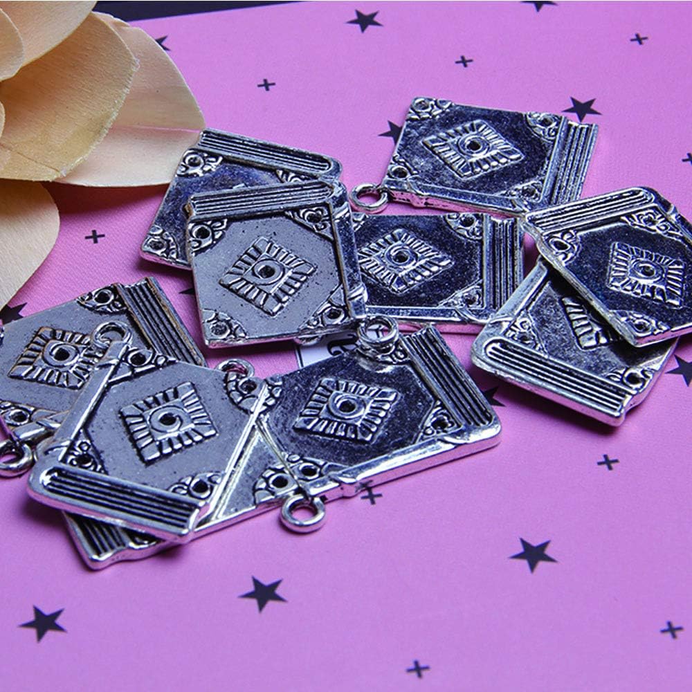 Acxico 20 pcs Tibetan Silver ONCE UPON A TIME Story Book Charms 17mm Books（10 pcs）+ and Tibetan Silver Book Charm 25mm Jewellery Pendant Teacher Story（10 pcs） - Image 6