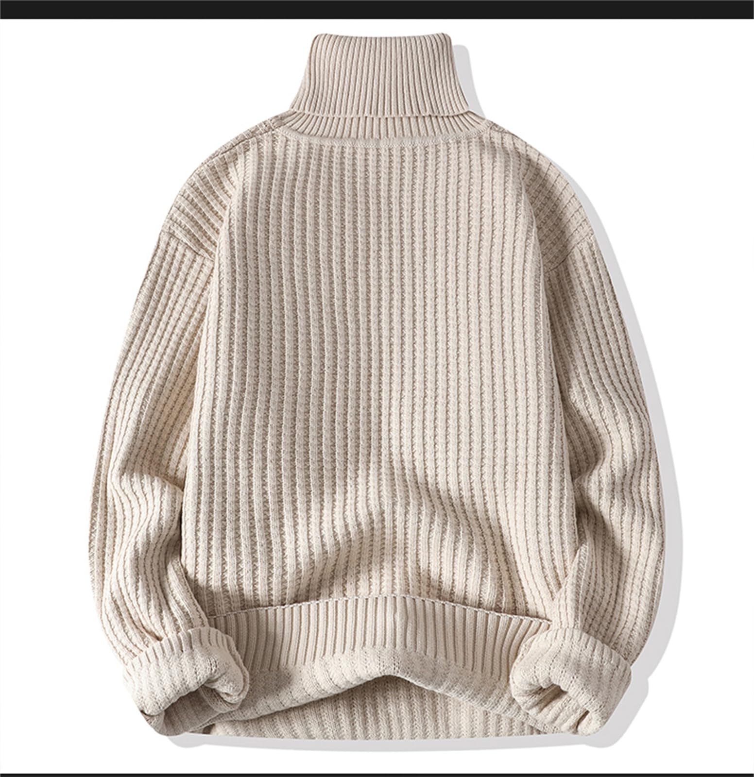 Mnjyihy Mens Autumn Sweater Turtleneck Pullover Sweater Solid Color Knit Sweater gray9 XXL