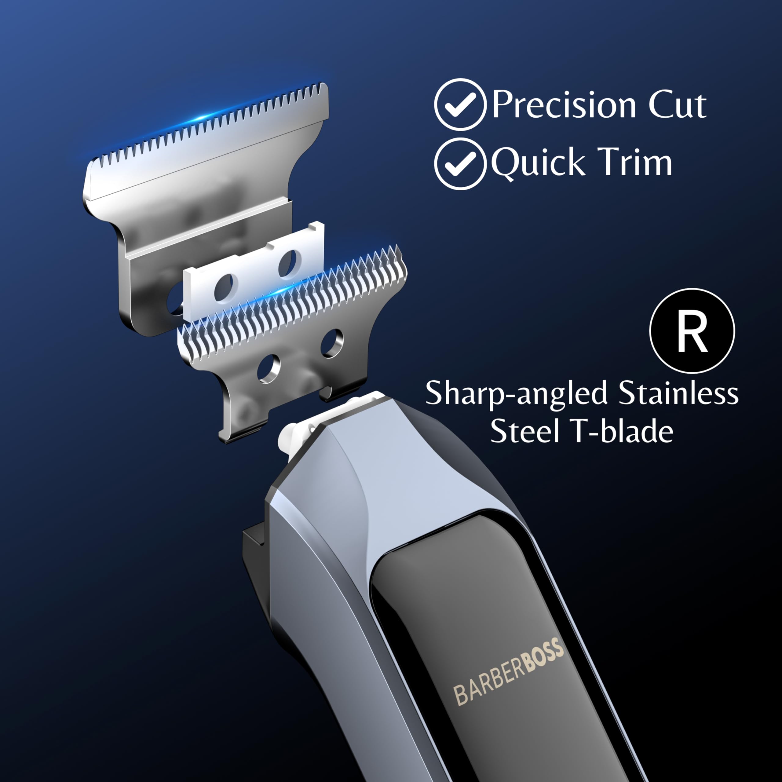 Barberboss Men’s Hair Clippers, Beard and Hair Trimmer Kit with 4 Guide Combs, Men Cordless Clippers - Image 2