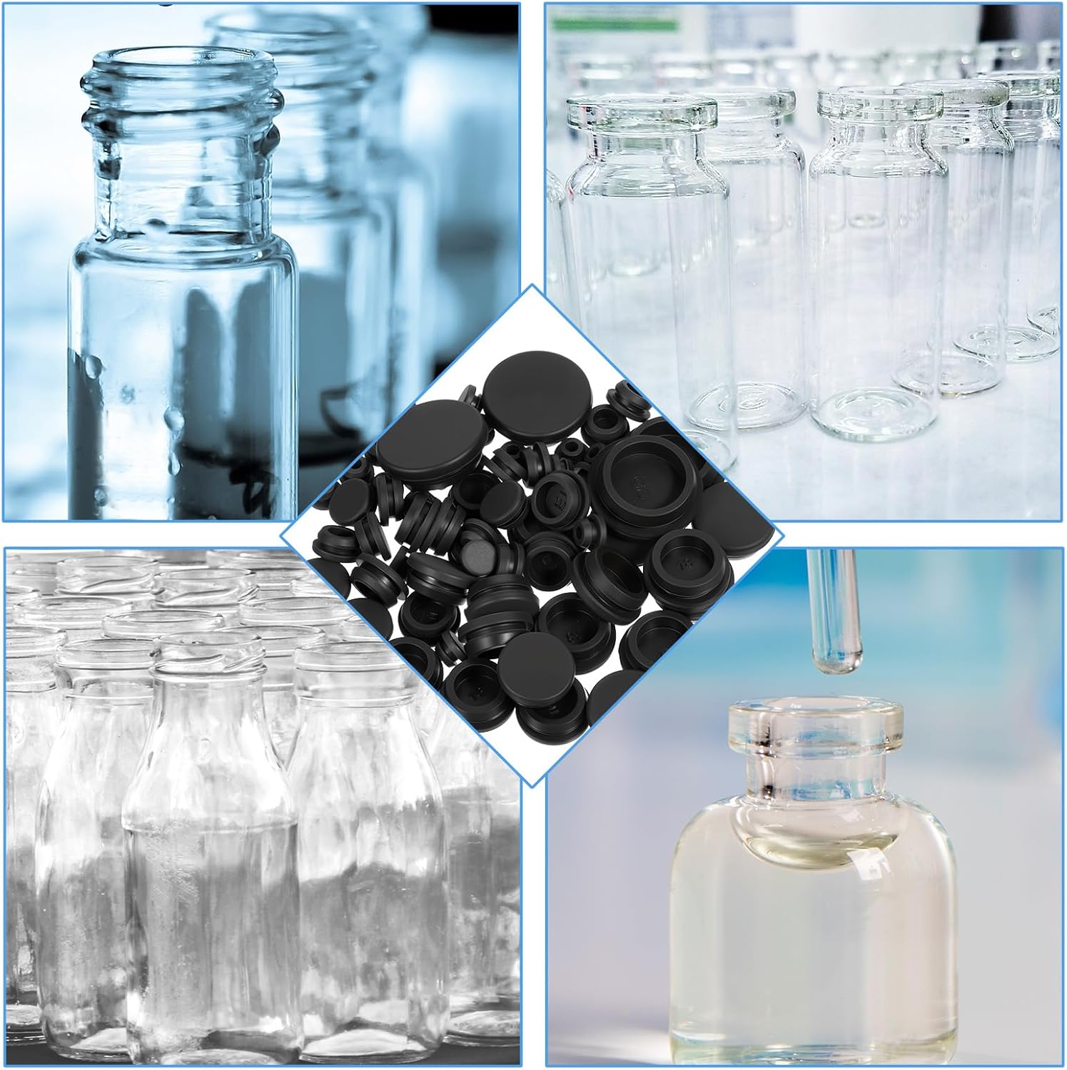 Rubber Hole Plugs for Round Holes, 62Pcs 6 Sizes Black Rubber Plugs with Clear Box for Round Holes Silicone Hole Plug Snap Locking for Furniture Car Wiring(1" 3/4" 5/8" 1/2" 3/8" 1/4")