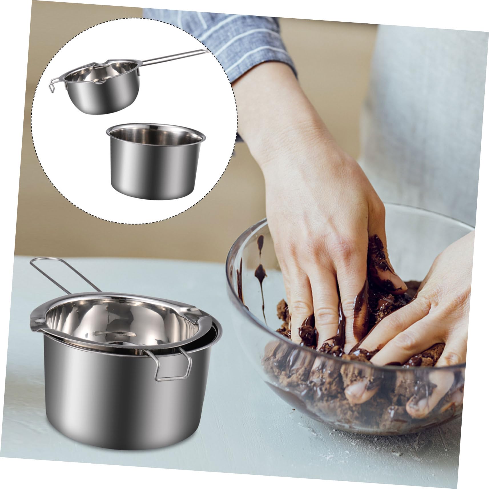 STOBAZA Stainless Steel Double Boiler Pot Wax Melting Pot for Chocolate Candy and More Large Fondue Pot Lid - Craftsmanship
