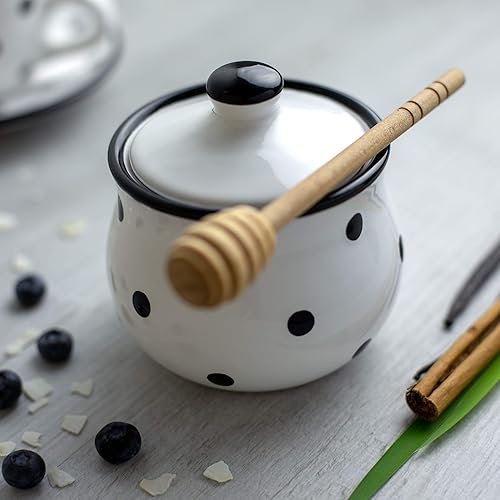 Miniatura 2 de City to Cottage Azucarero de cerámica con tapa, condimento de azúcar de 10 onzas para barra de café, tazón dispensador de azúcar, olla de