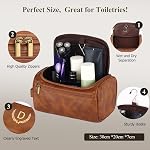 OXYEFEI Sac de toilette Hommes, Dons pour hommes, Sac de voyage de toilette pour hommes PU Sacs en cuir Cosmétiques Organisateur Accessoires de rangement (M)