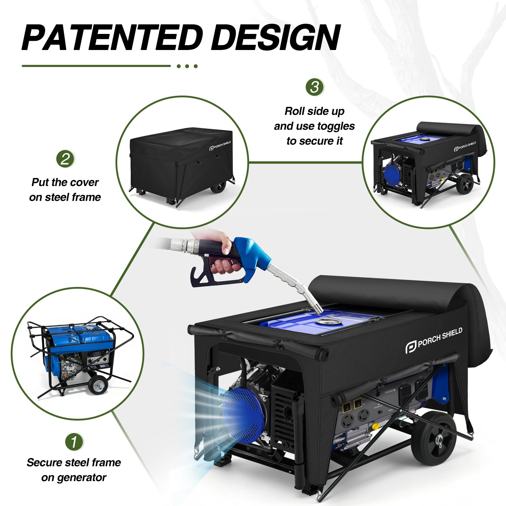 Porch Shield - Cubierta para generador, cubierta impermeable y de alta resistencia para proteger de la lluvia, para generadores de 3500 a 12000 W, apertura superior, negro