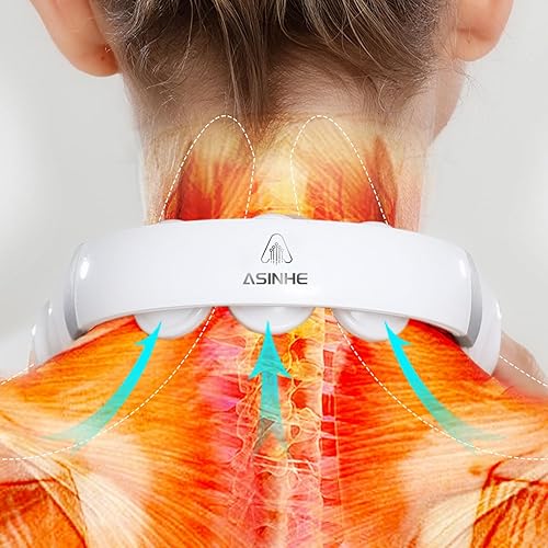 Miniatura 2 de Masajeador de cuello con calor para aliviar el dolor de cuello y la tensión, masajeador eléctrico inteligente con 3 almohadillas de masaje, diseño