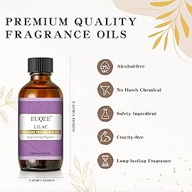 EUQEE Lilac Fragrance Oil, 60ml Premium Lilac Scented Oil Essential Oils with Glass Dropper for Diffusers, DIY Soap & Bath Bombs (2.02 Fl oz)