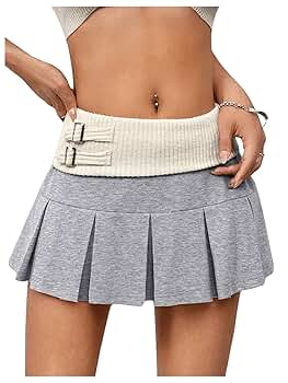 Amazon.com: WDIRARA Women's Low Waist Color Block Pleated