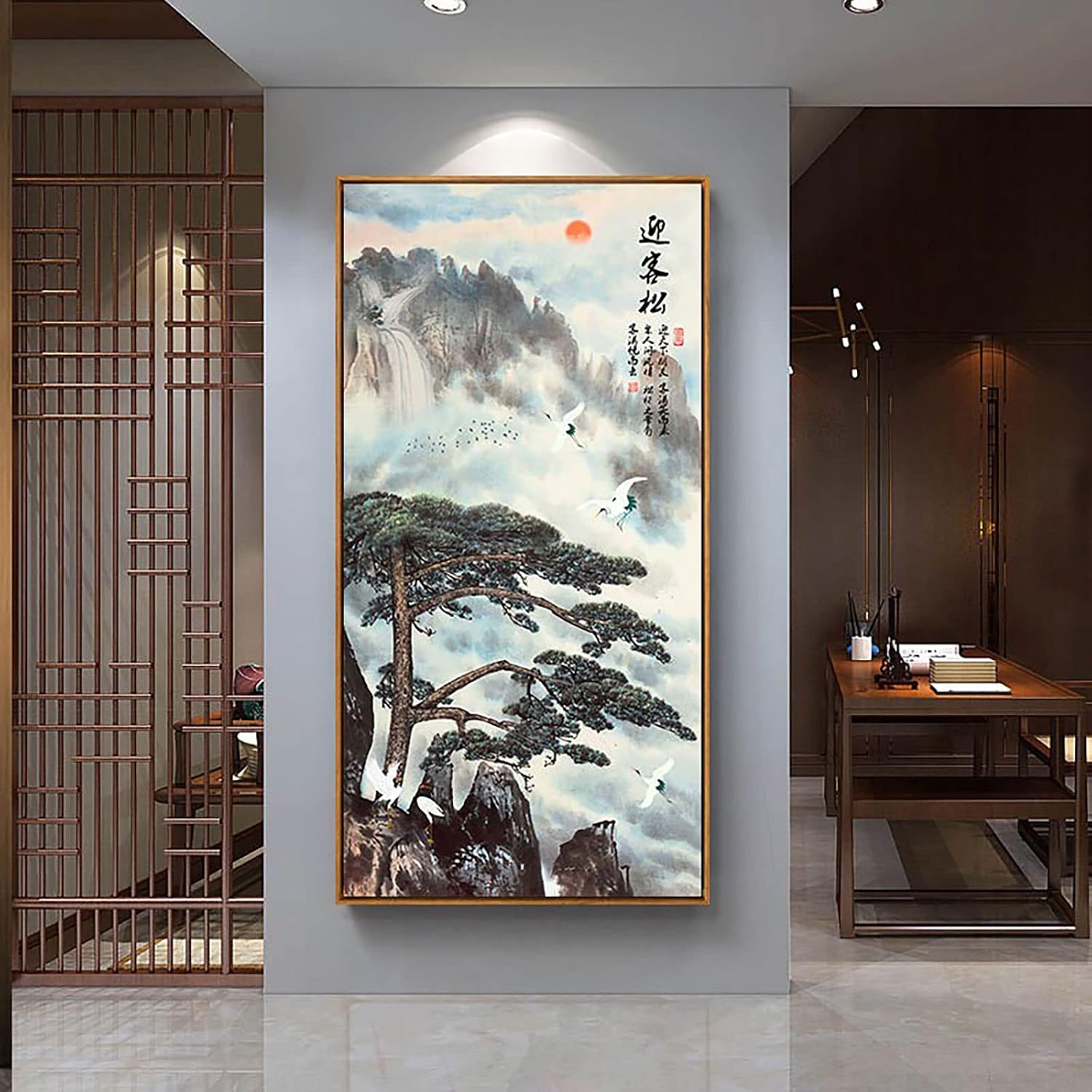Instarry 5D DIY Diamond Painting Kits Full Drill Chinese Landscape Painting Cross Stitch Embroidery Living Room Bedroom Wall Decor 31.5x15.7 inch