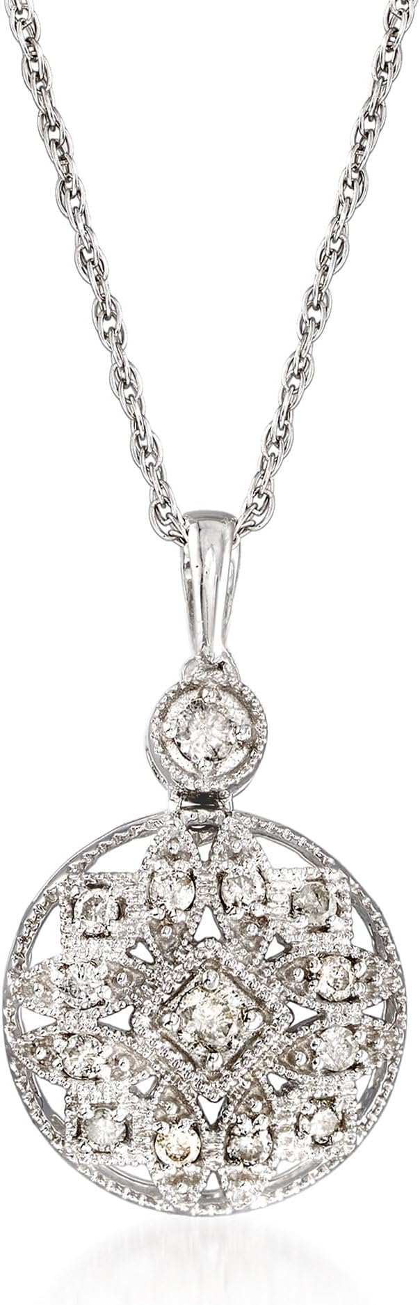 0.25 ct. t.w. Diamond Openwork Pendant Necklace in Sterling Silver