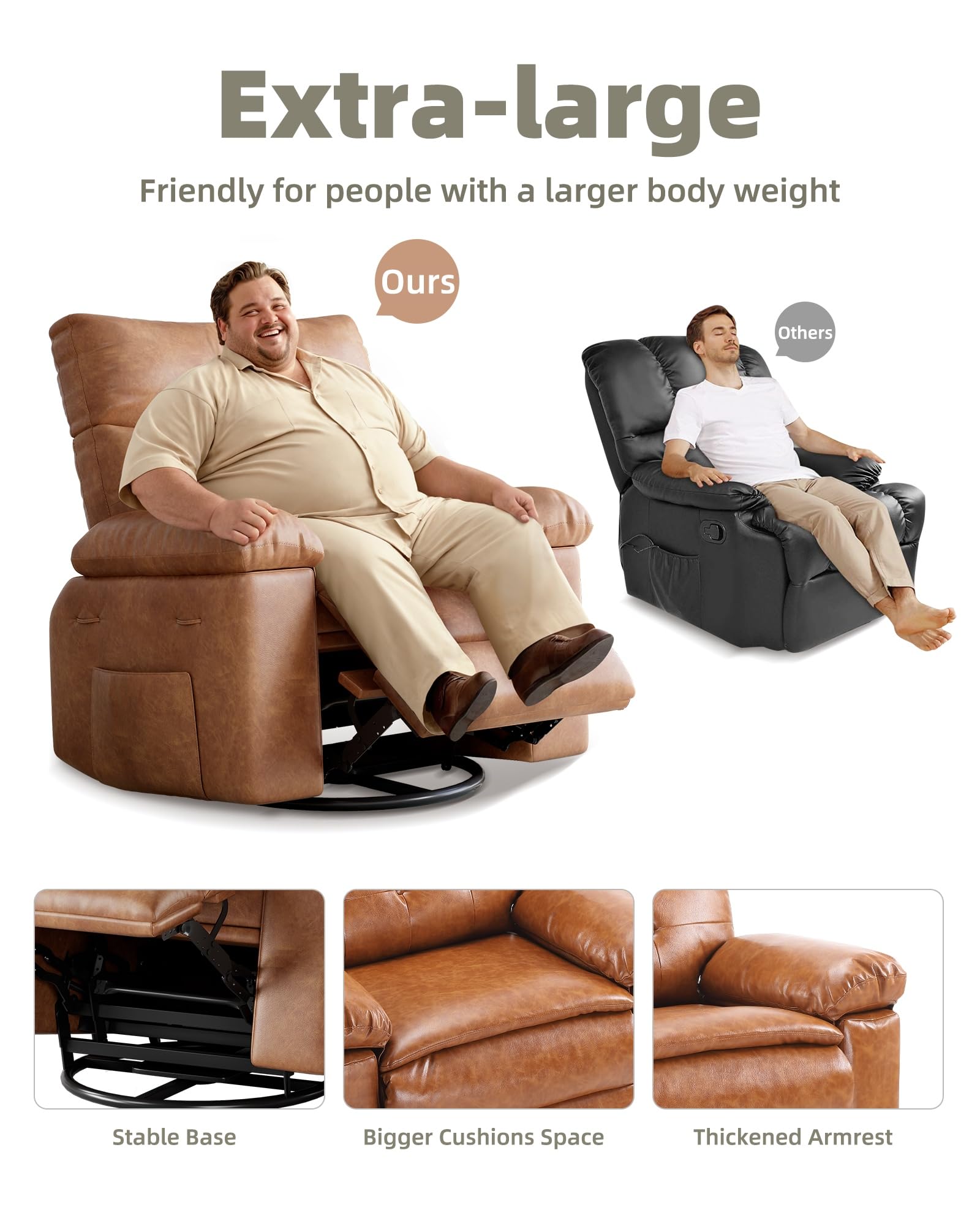 Reclining Chair GarveeHome Oversized Chair Heat And Massage Wide