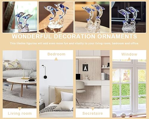 Miniatura 9 de H&D HYALINE & DORA Estatua animal de cristal de la colección de animales de la estatua de la decoración del hogar Navidad regalo del día