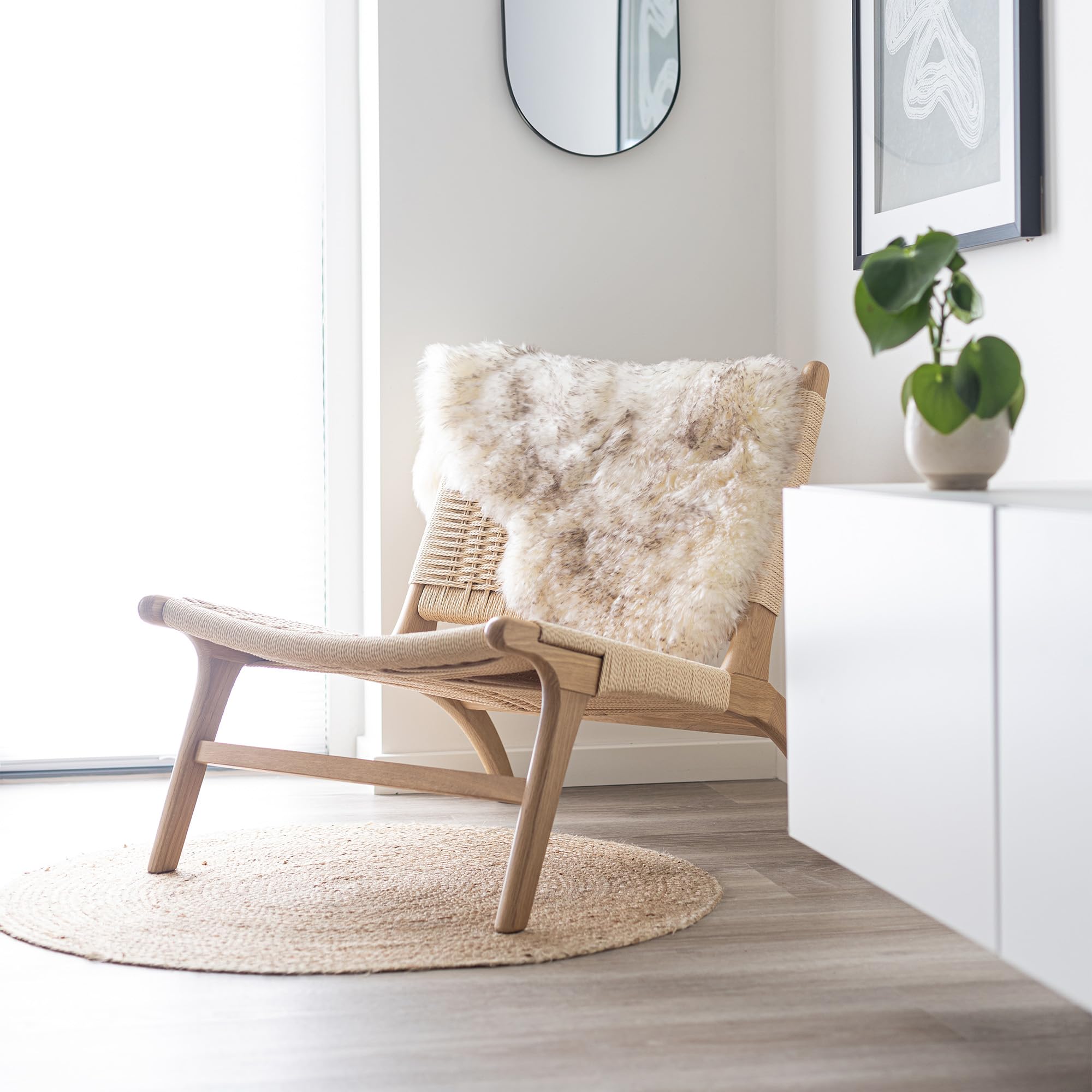 Alfombra Nordic Sheep de piel de cordero 100% orgánica, piel auténtica, 85x60 cm, Nueva Zelanda, piel natural, para salón, estera, sofá o silla