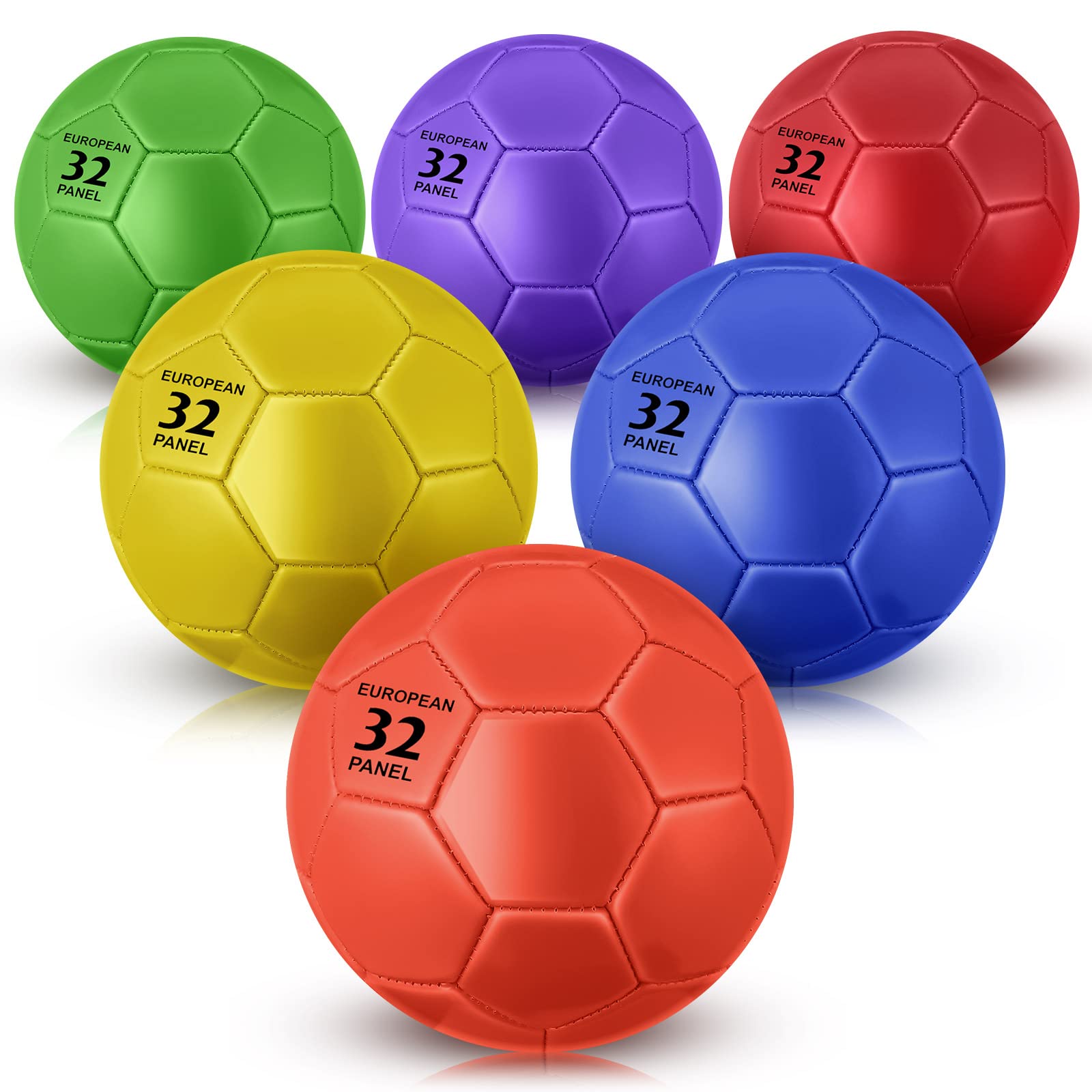 6 Pcs Soccer Ball with Pump Machine Stitched Colorful Soccer Ball Toy Cute Youth Sport Soccer with Needle for Indoor Outdoor Training Practice Toddler Game Back to School