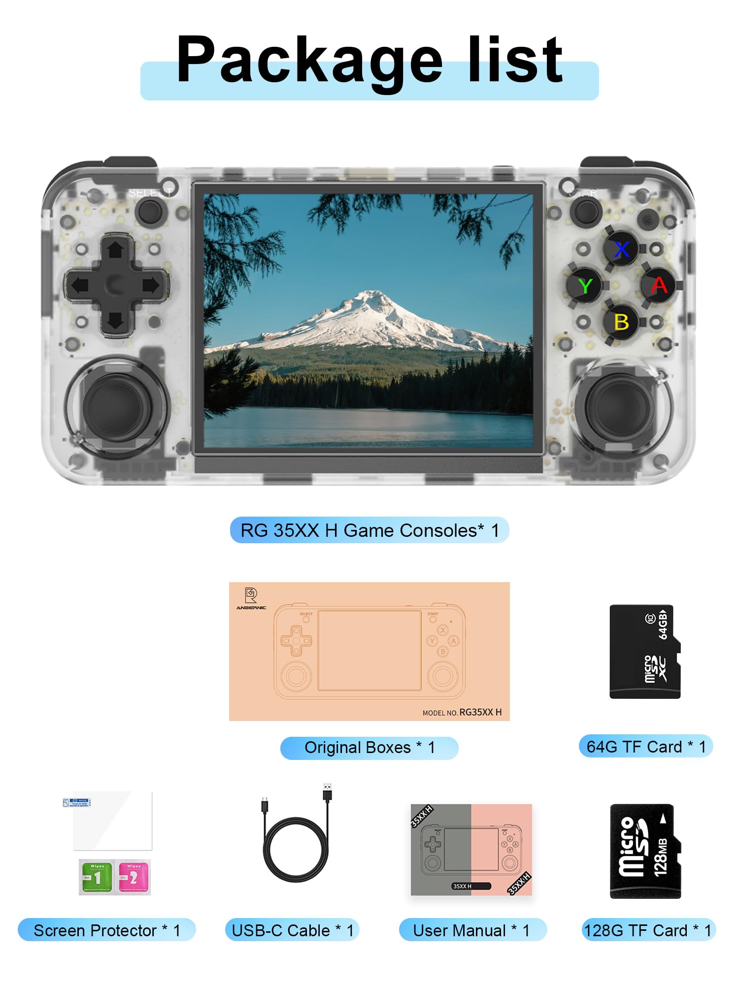 RG35XX Consola Portátil Retro Con Linux | Pantalla IPS 3.5″ Y 5500+ Juegos Clásicos | 64/128/256GB TF | Salida HDMI Y Batería 2600mAh – Ideal Para Regalar (Gris/128GB)