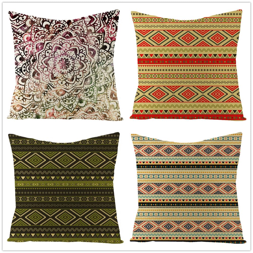 Housses de coussin en lin et coton premium 45x45 | Style bohème chic pour canapé