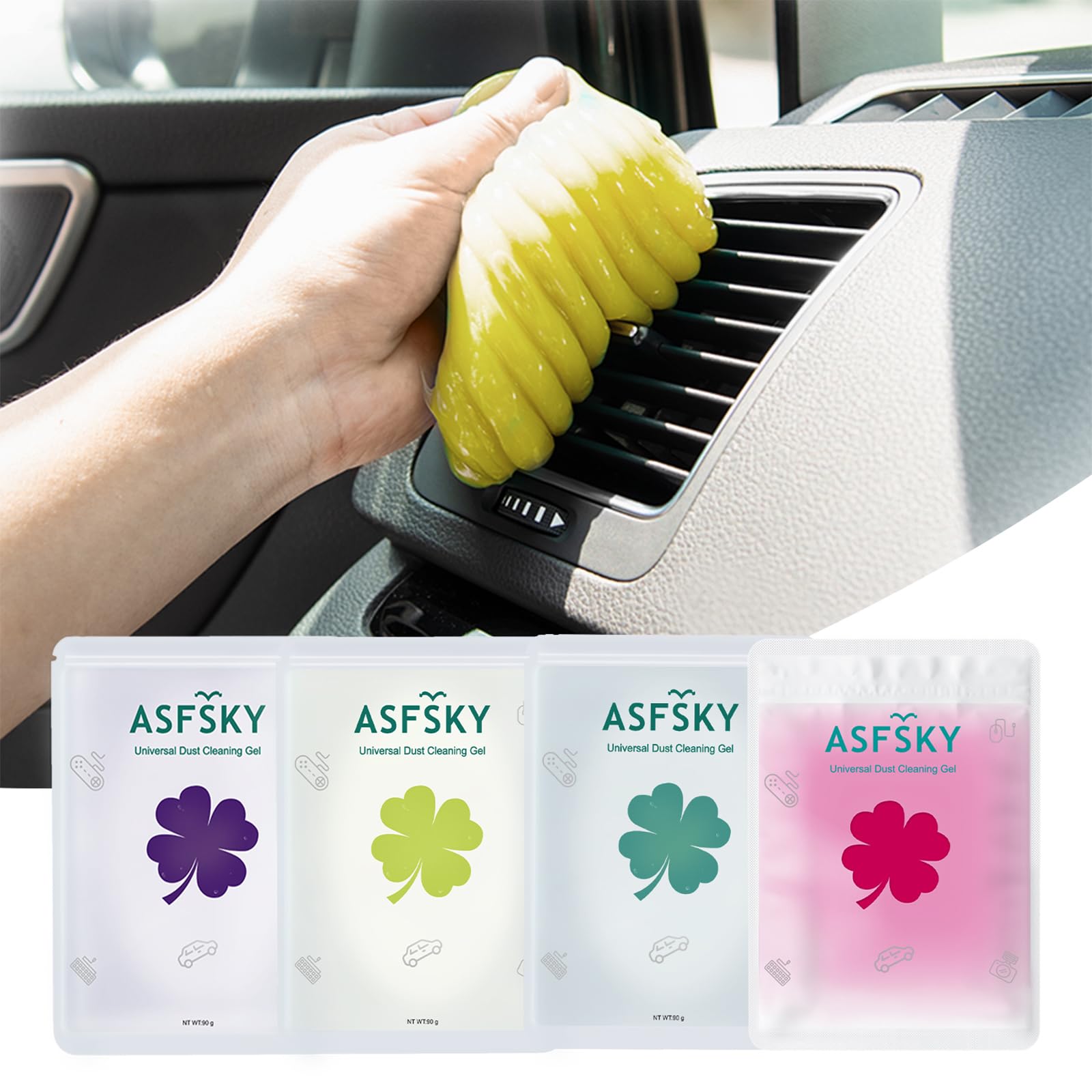 ASFSKY 2 Stück Tastatur Reinigungsgel, Reinigungsgel für den Innenraum Zubehör Innenraum Schleim Reiniger Universeller Reinigungsschleim für Auto