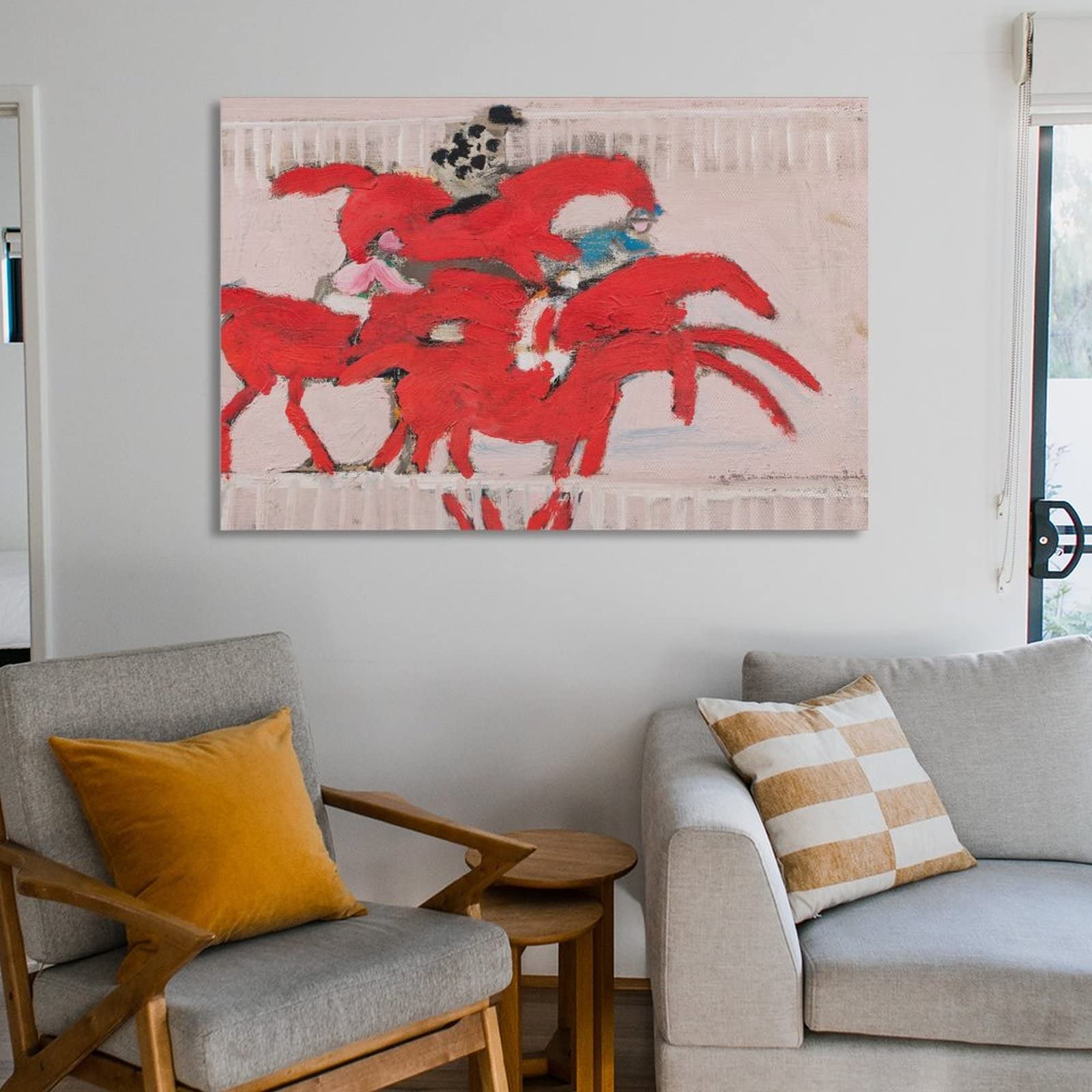 Amazon.co.jp: アンドレBrasilier 赤い馬 アートポスター掛け 壁飾り