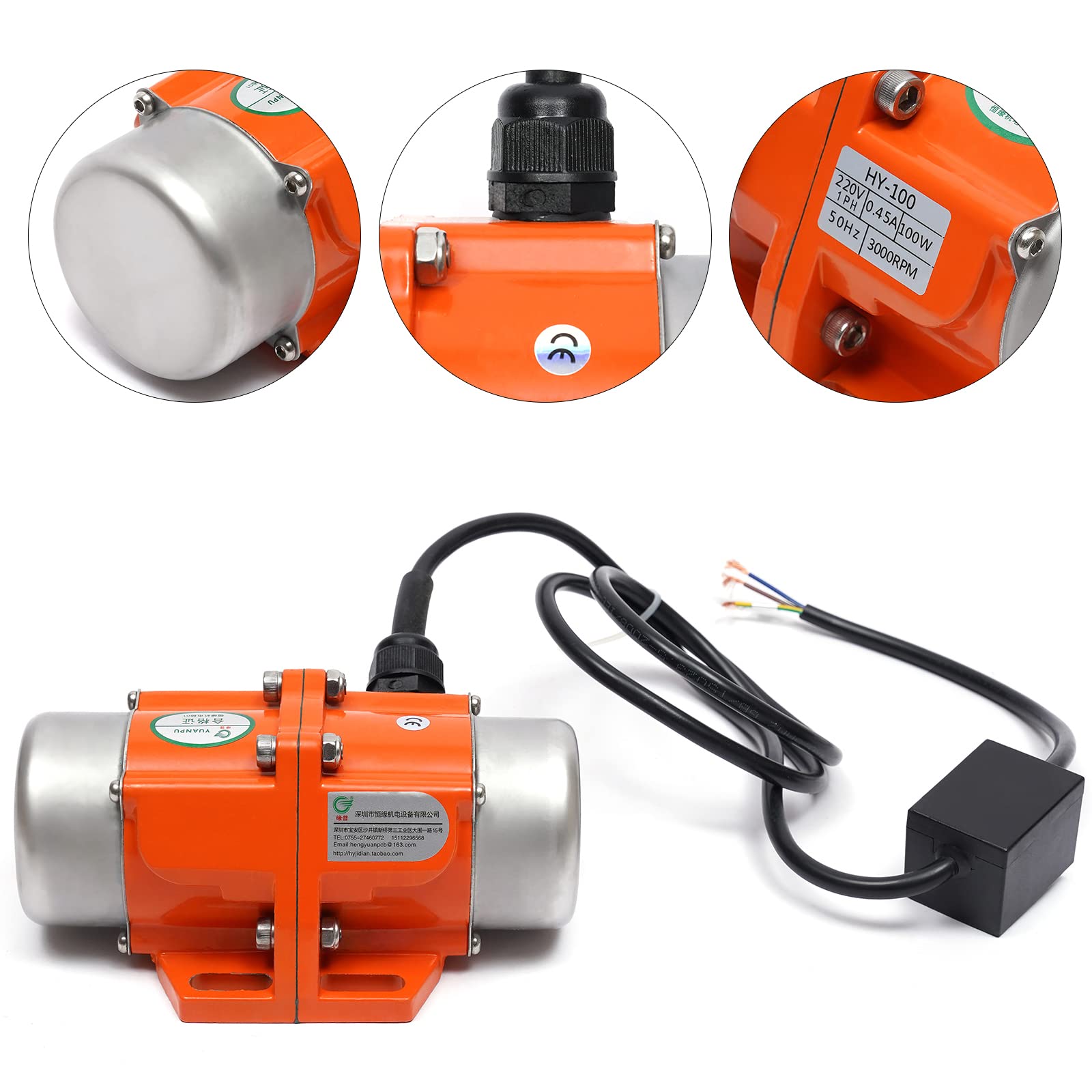 Vibratore a vibrazione a 1/3 fasi asincrona per dispositivi meccanici 3000 giri/min, 220 V (100 W)