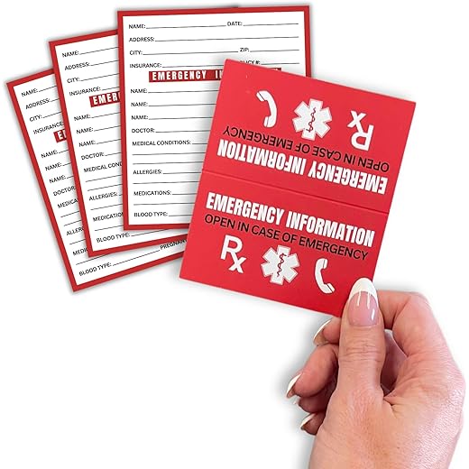Emergency Info ICE Wallet Card 10 pk