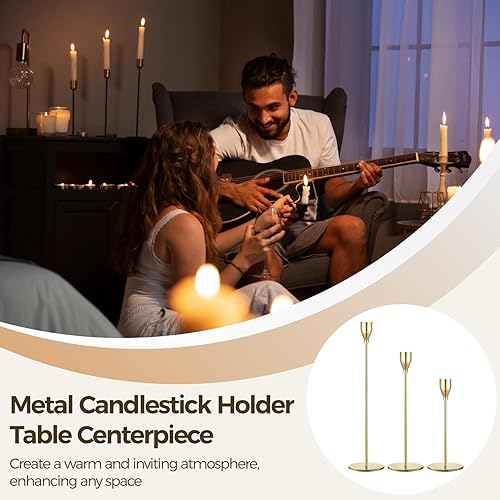 Miniatura 3 de 18 portavelas de metal cónico para candelabros, portavelas altos para centro de mesa, portavelas de pilar moderno, palillos decorativos para