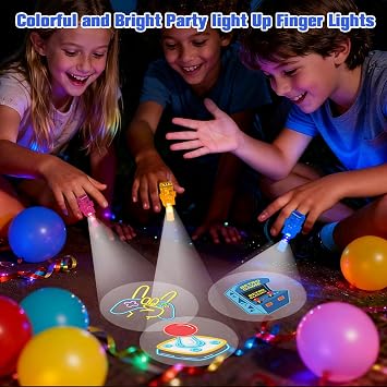 24 Pcs Gaming Party Bag Fillers, LED Light Up Finger Lights Toys, Video Game Party Favors, Glow in The Dark Rave Accessories for Boys Girls, Goodie Bag Fillers for Kids Birthday Gift