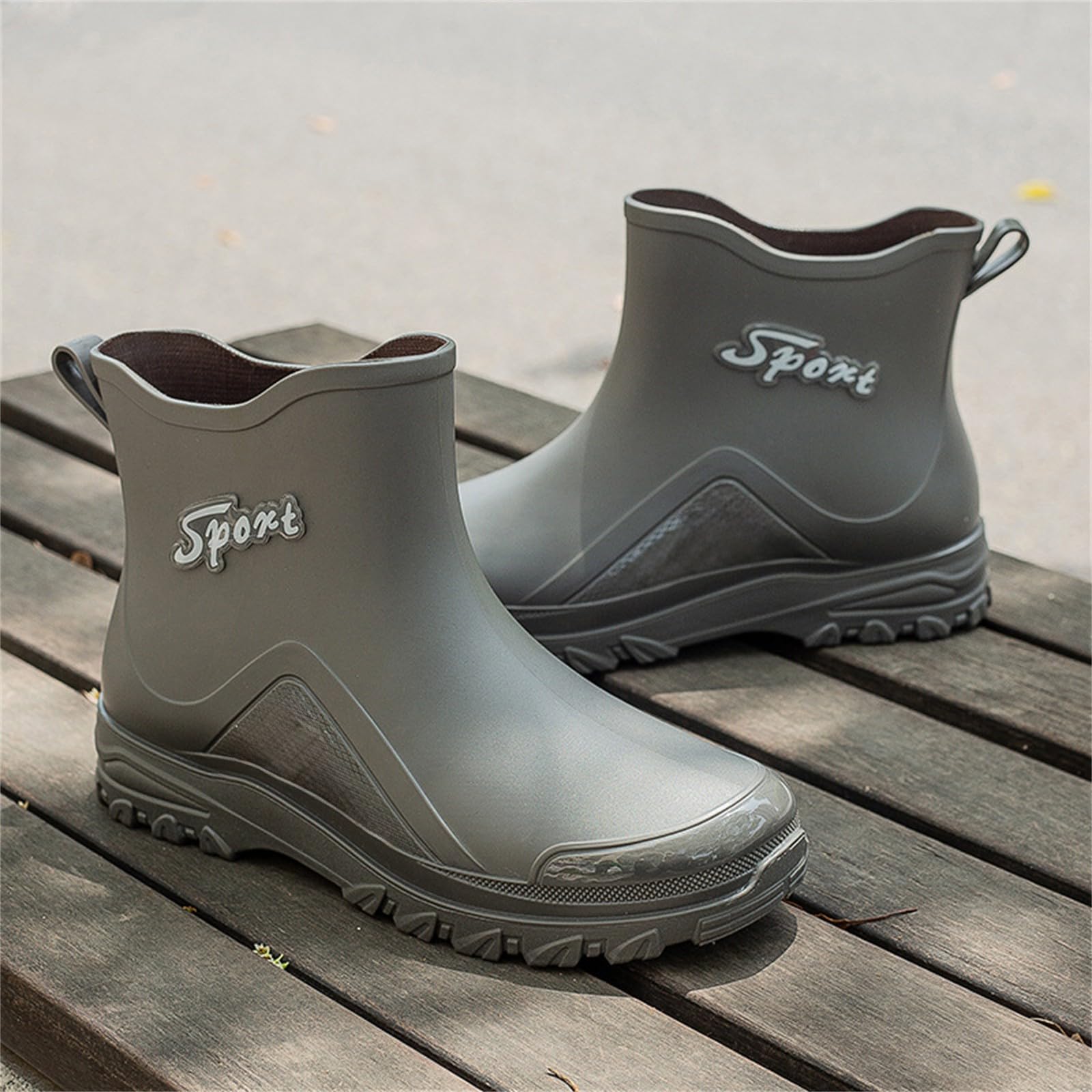 Botas de goma para hombre, botines de goma impermeables, botas de lluvia, botas de goma cortas, botas de lluvia, antideslizantes, zapatos de lluvia, zapatos de jardín, botas de tobillo para exteriores