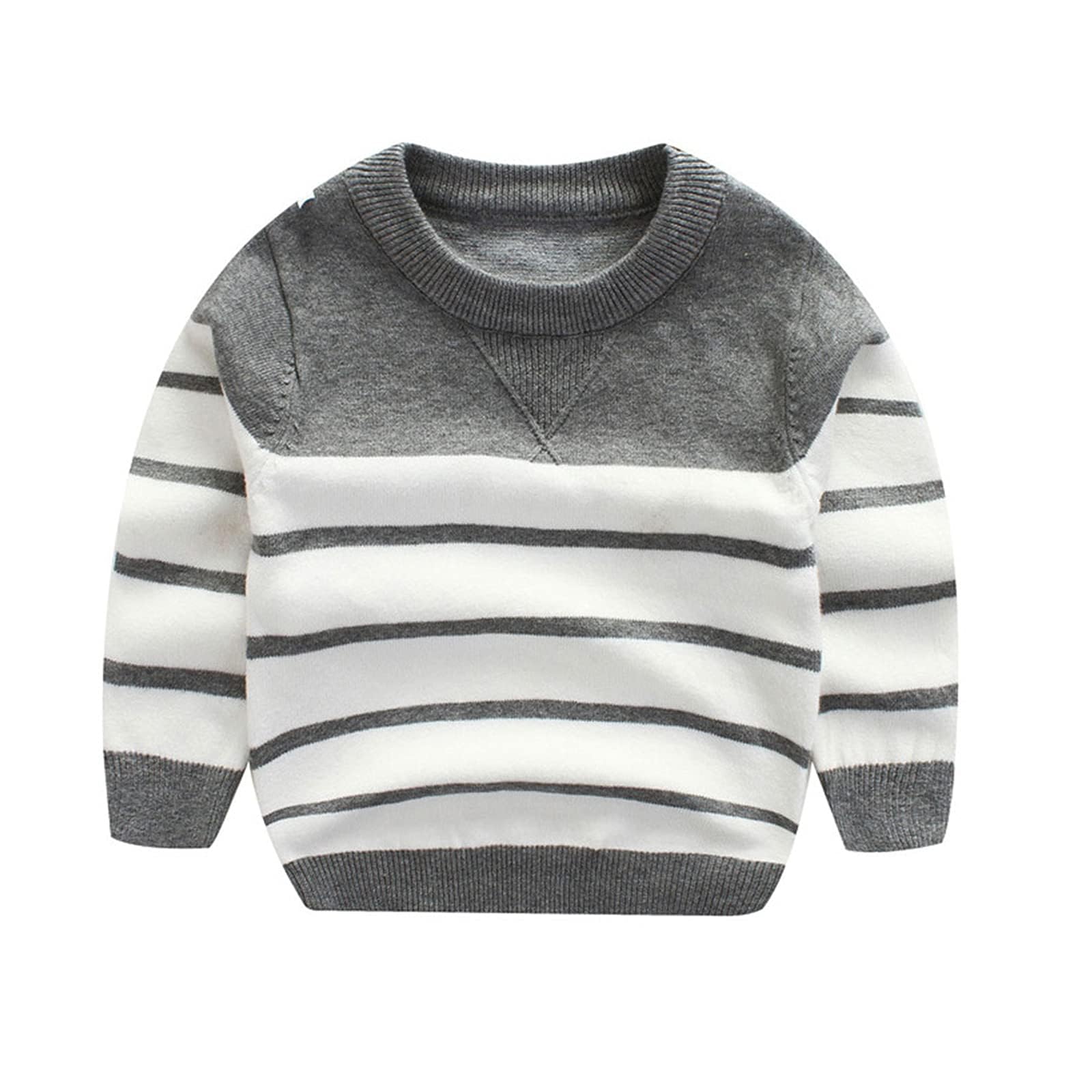Peecabe Toddler Baby Cable Knit Sweater for Boys Long Sleeve Crewneck Striped Cotton Pullover Sweatshirt Fall Winter 1-5T