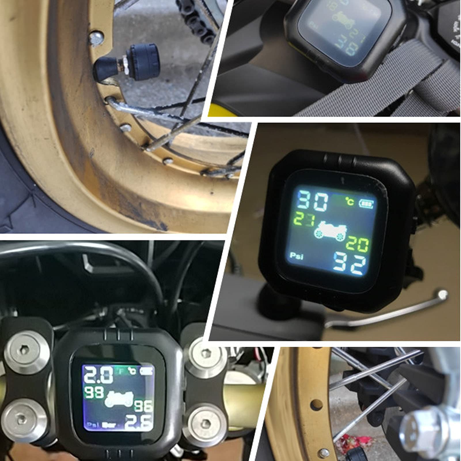 Motorrad Tpms mit 2 Wasserdichten Ip67 Sensoren Usb Ladegerät inklusive Präzise Reifendruck und Temperaturüberwachung Für Motorräder Kompatibel