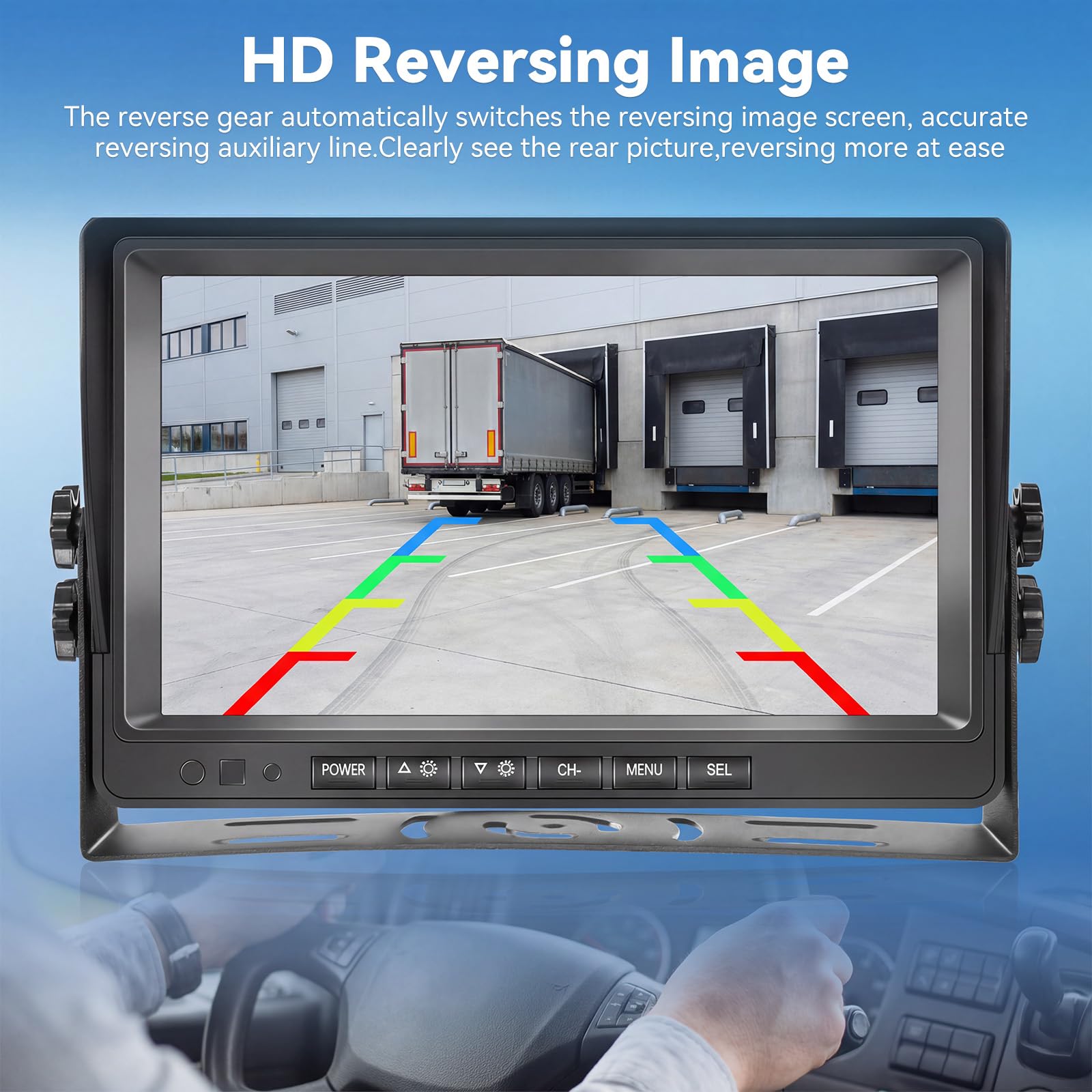 Backup Camera Set con Monitor HD da 9", Visione Notturna a Colori, Impermeabile IP69, 2 Reversing Cameras con Cavo da 10m per Camper/Camion/Autobus/Furgoni/Rimorchi/Pick-up (12-35V)