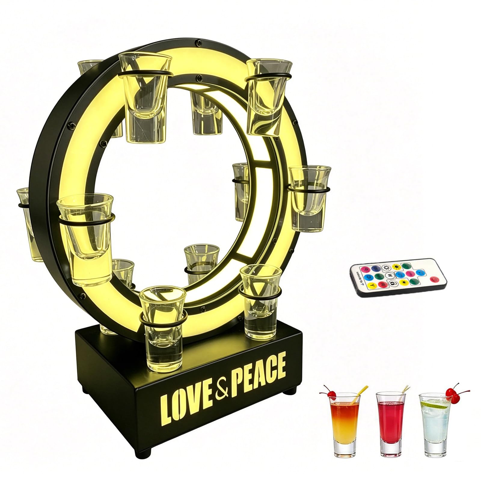 richigblosmum VIP Glow Shot Glass Display | LED Multi-Tier Cup Rack | Iron Bar Organizer for Cocktail, Wine & Champagne | Rechargeable for Parties & KTV 12holes