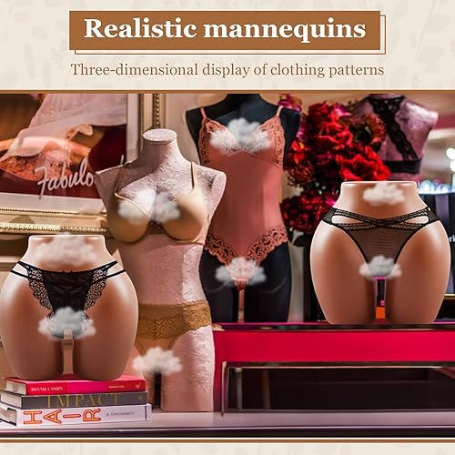 Miniatura 5 de Briwooody maniquí brasileño curvo de cadera BBL de cuerpo medio afroamericano femenino para exhibición de ropa interior de panty (marrón oscuro)