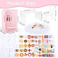 Vista 4 de 95 piezas de refrigerador de casa de muñecas en miniatura, mini nevera, mesa, coche de comedor, juguete con juego de comida, muebles de cocina