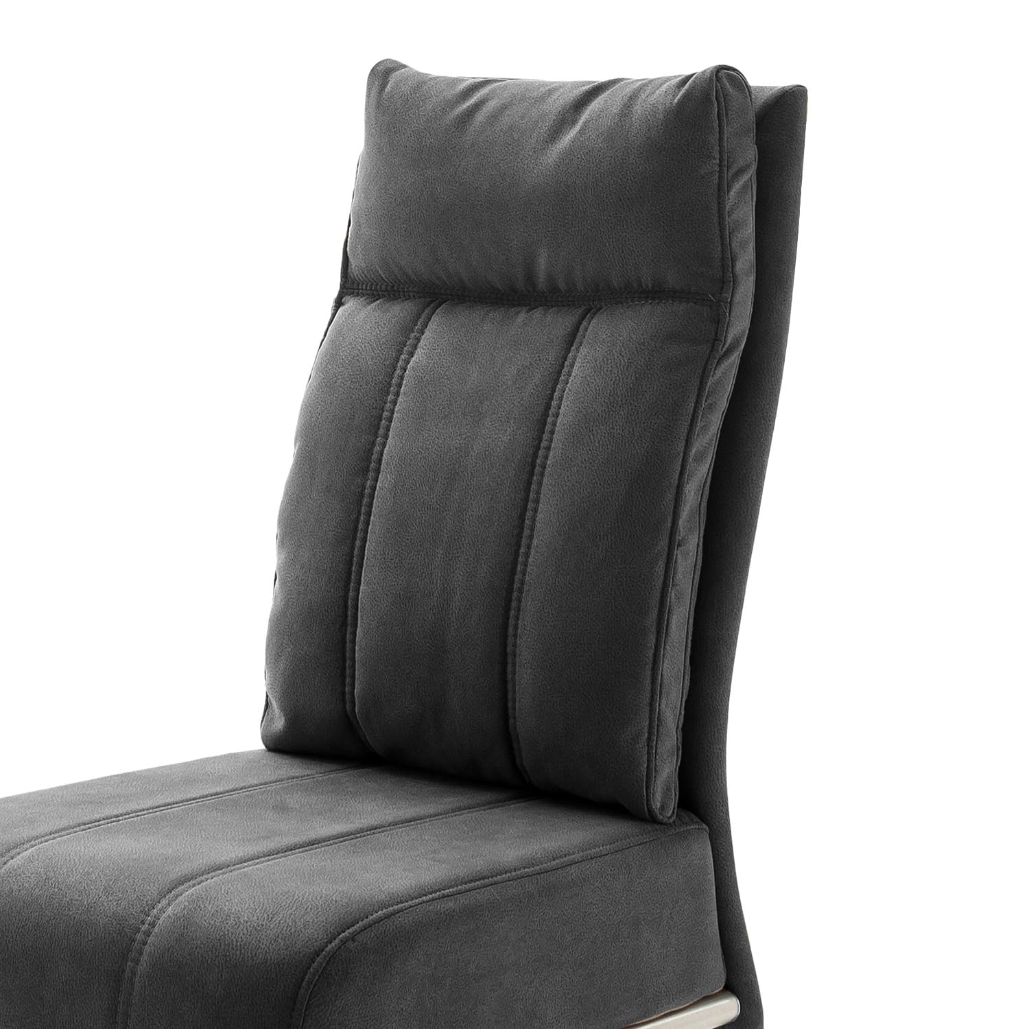 home24 Freischwinger 2er-Set | Microfaser Vintage| Edelstahlgestell gebürstet | Schwingfunktion für ergonomisches Sitzen | Esszimmer und Büro