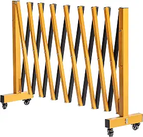 Portão de segurança dobrável industrial expansível de 3 m com rodas, portão retrátil para entrada de automóveis com cerca de alumínio (amarelo, 3 m)