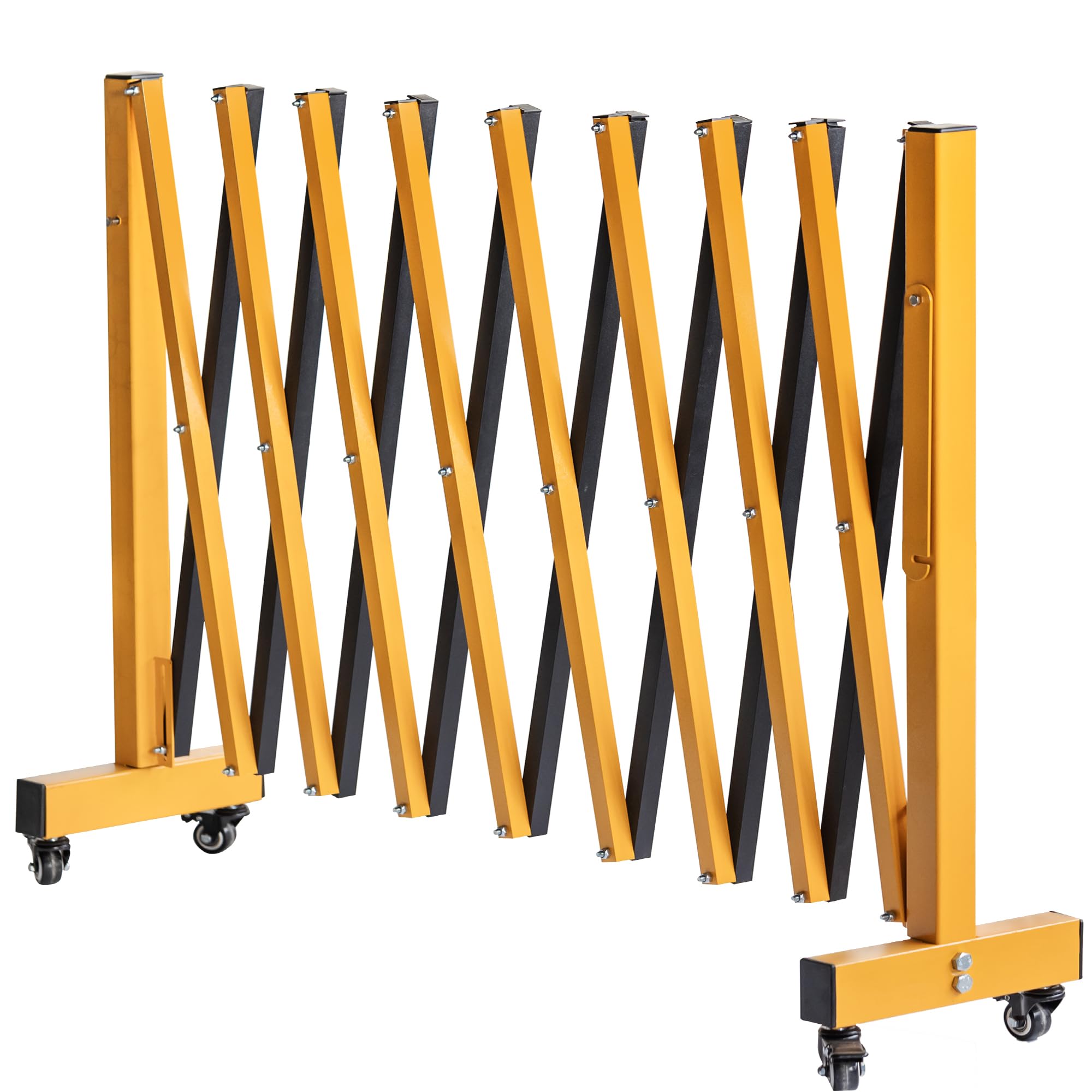 LTSEAME 11FT Industrial Expandable Barricade Folding Security Gate with Wheels,Retractable Driveway Gate with Aluminum Fence