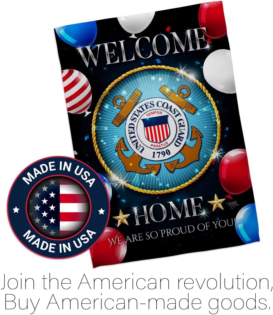 Welcome Home Coast Guard Garden Flag - Armed Forces USCG Semper Paratus United State American Military Veteran Retire Official - House Banner Small Yard Gift Double-Sided Made In USA 13 X 18.5