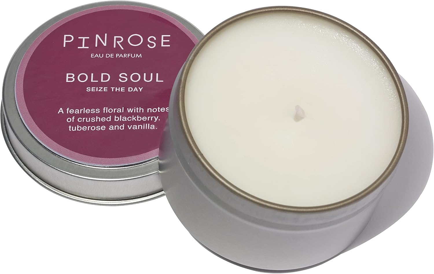 PINROSE Candles Bold Soul - Scented Apricot Wax Candles - Clean, Vegan, Cruelty-free, and Hypoallergenic Scent with Essential Oils - Notes of Crushed Blackberry, Tuberose, Vanilla, Cinnamon, Patchouli Bold Soul 6 Ounce (Pack of 1)