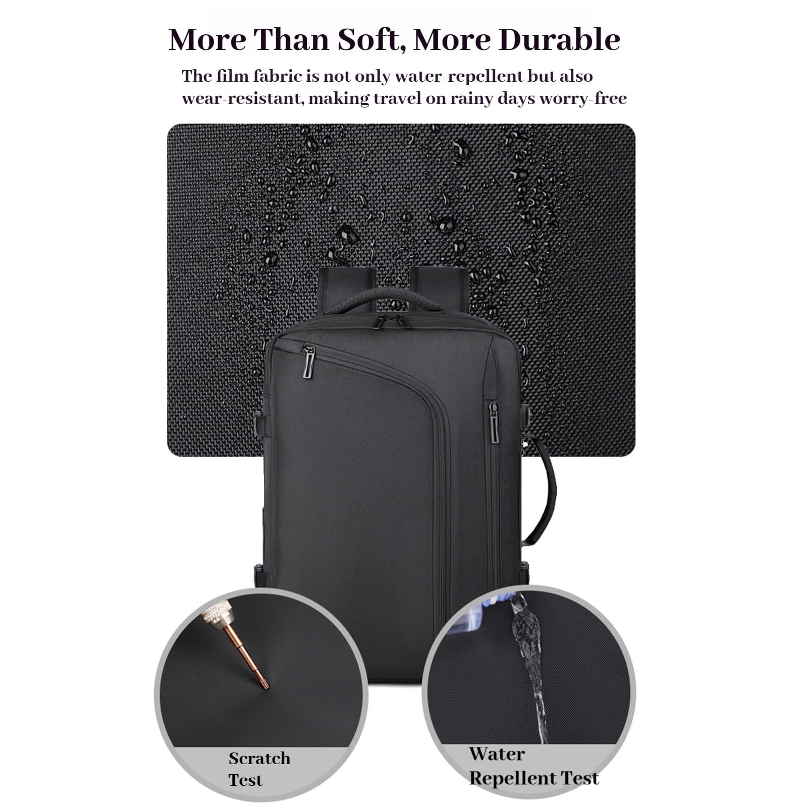 Sac a Dos sous Vide de Voyage Cabine Avion avec Pompe Électrique – Sac de Compression avec Airbag, Bagage à Main Imperméable Sac à Dos Ordinateur pour Travail de Randonnée Homme Femme