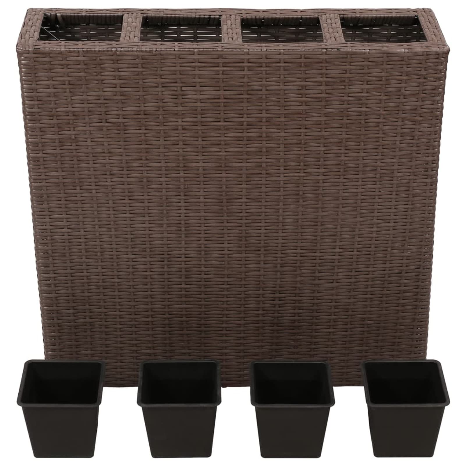 Arriate con 4 maceteros 2 Unidades, Mesa De Cultivo, Huerto Domestico, Cultivo De Plantas Aromaticas, Arriate De Jardín, de ratán sintético marrón