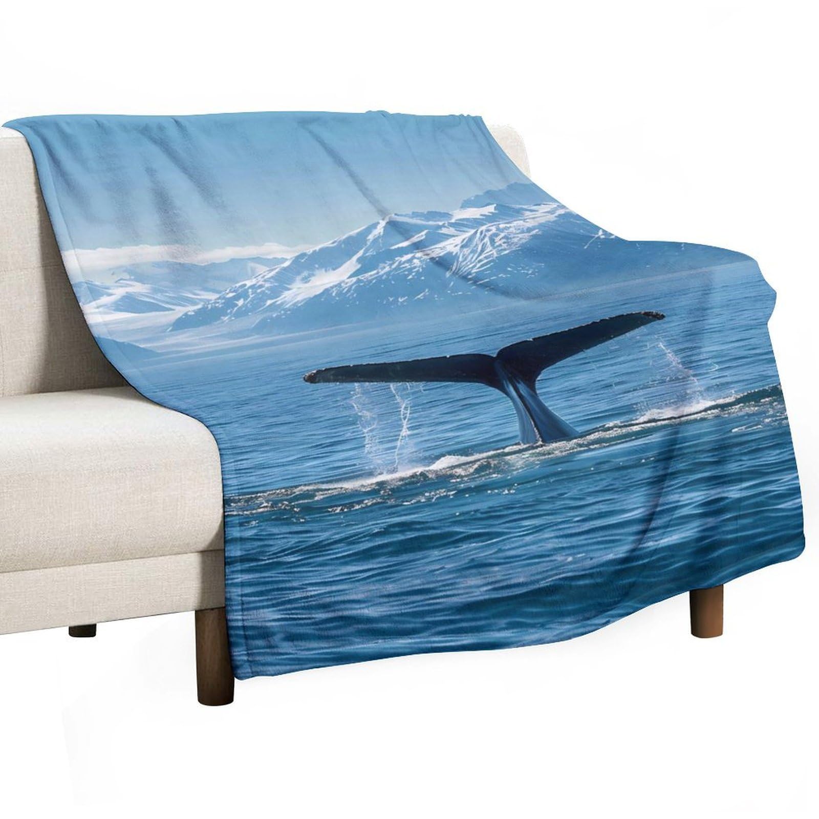 Cgsbngha Style U.s.a-Alaska Whale Tail In Mountaines Flannel Fleece Blanket Lightweight Soft Throw Blankets For Sofa Couch Bed Chair