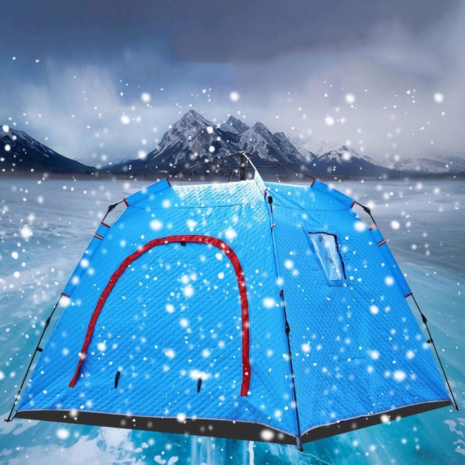 SciAza ice Fishing Tent ice Fishing shelter Insulated Quickly Set Up a Cotton Winter Ice Fishing Tent, Suitable for 3-4 People(Color:2)