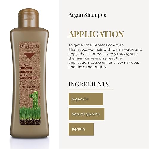 Miniatura 4 de SALERM - Champú Argán Biokera Natura - 10.1 fl oz - para Cabello Dañado - con Aceite de Argán y Algodón - Hidratación Profunda - Limpieza Suave y