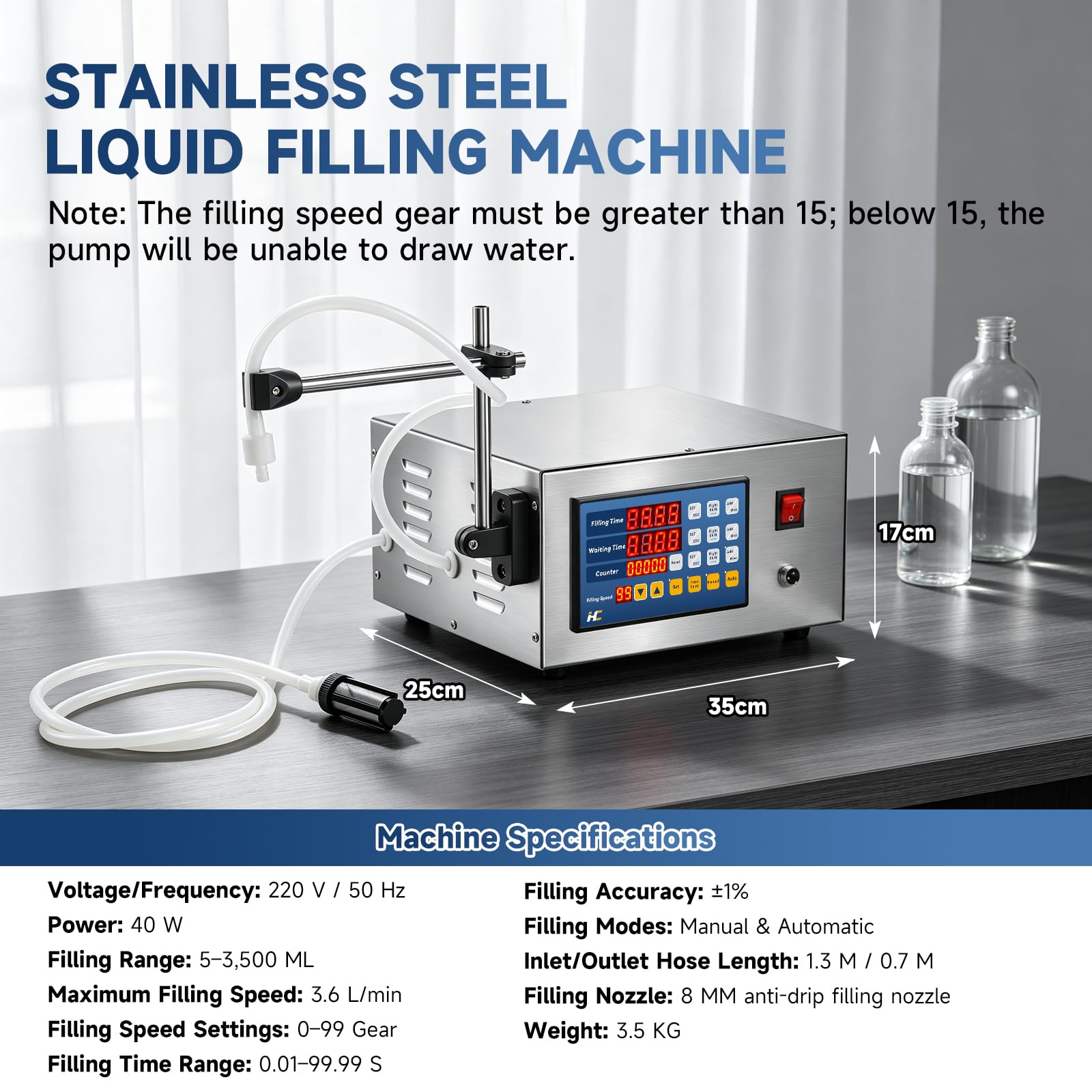 Hanchen Machine de Remplissage de Liquide 5-3500ML Remplisseuse de Liquide