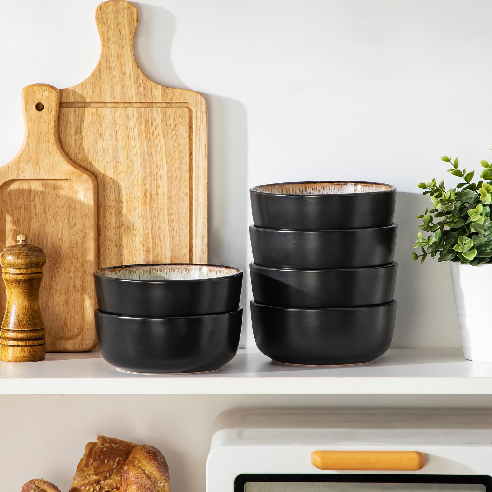 Zestaw misek vancasso AMBER do musli z kamionki, zestaw miseczek 840ml, miseczka deserowa na sałatki i zupy, mała miseczka średnica 16 cm, odporna na mikrowfalę i zmywarkę, jasnożółta