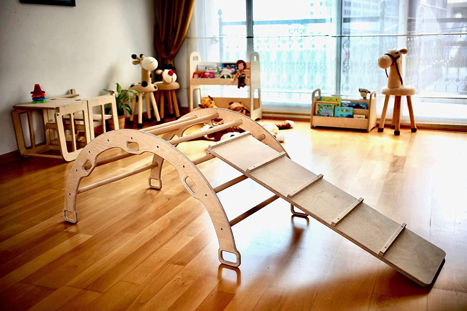 Arco De Escalada Montessori 5 En 1 Para Niños De 1.5 A 3 Años – Triángulo Con Tobogán, Pared Y Cojín, Fácil De Guardar, Regalo Ideal Para Peques Aventureros