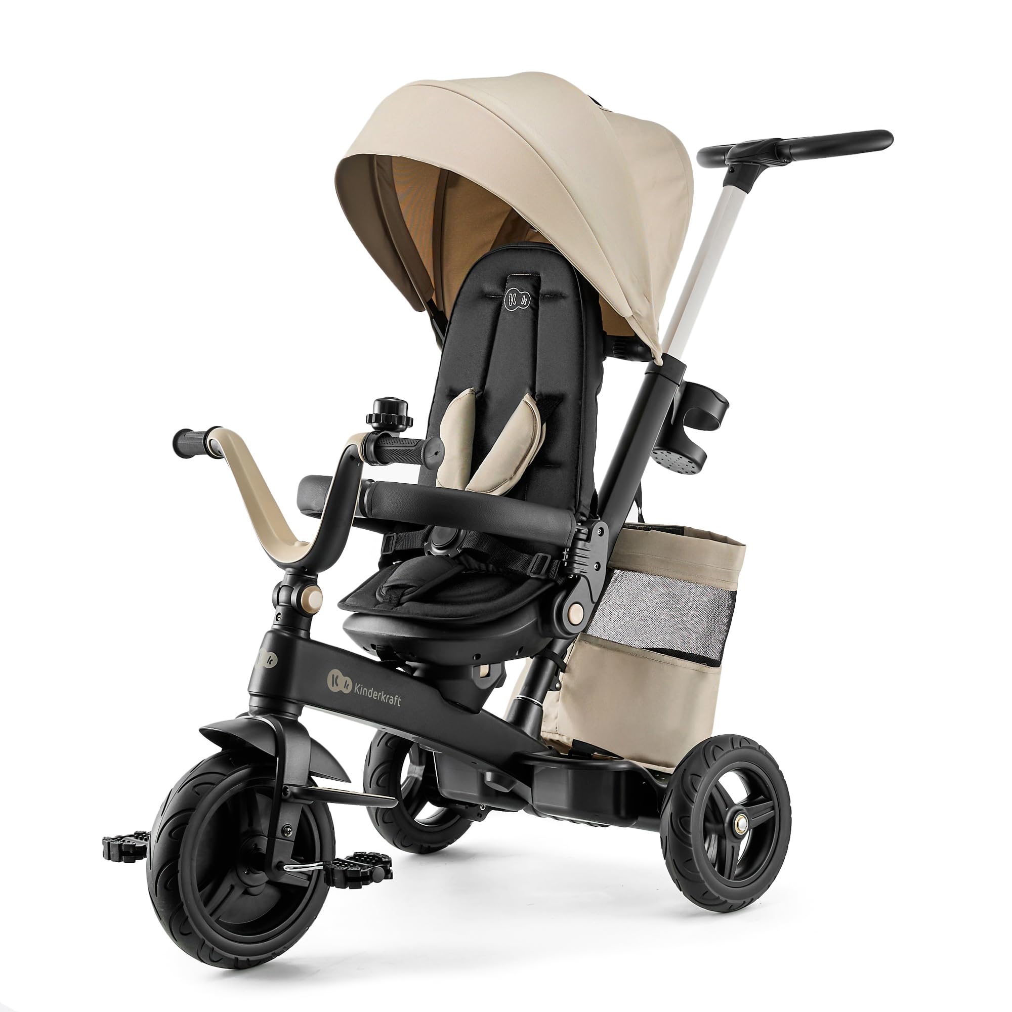 Kinderkraft EASYTWIST trójkołowiec dziecięcy, dla biegaczy, z akcesoriami, do okien dachowych, pasów bezpieczeństwa, obracany o 360 stopni, rower wolnobieżny, drążek do pchania, od 9 miesięcy do 5 lat