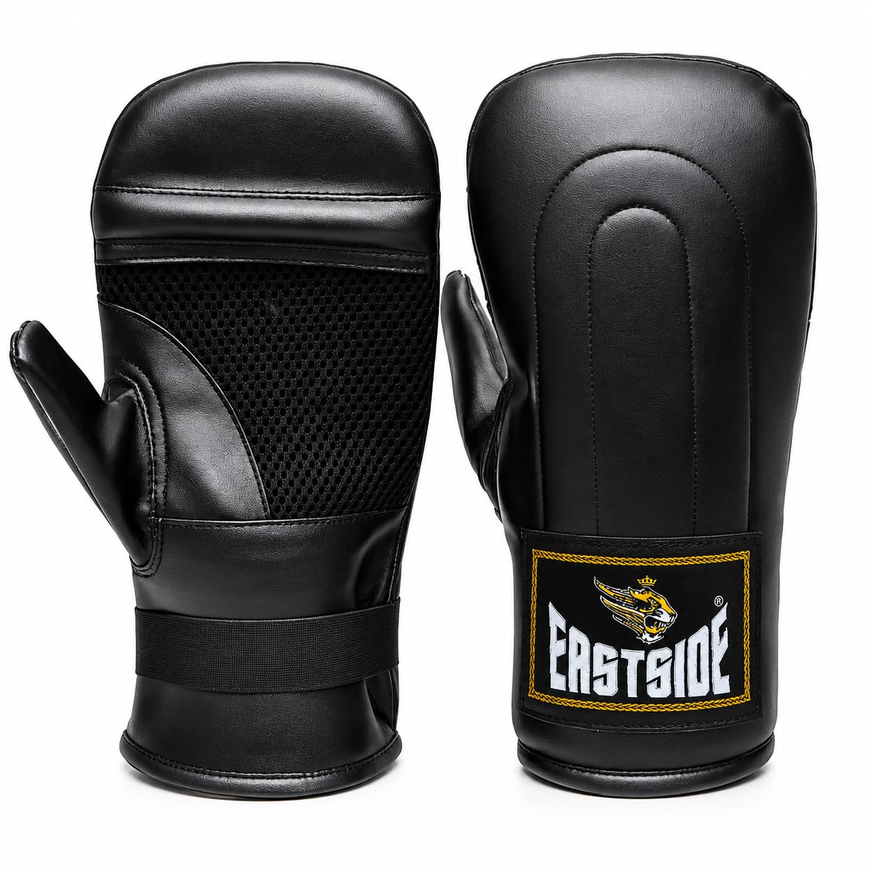 RANSON Eastside Boxing Focus Mitts | Premium Leather Punching Pads with Thumb Protection | Training Hand Pads for Boxing, MMA, Kickboxing, Muay Thai & Fitness Workouts | Coach Mitts | Black | Size M-image-14